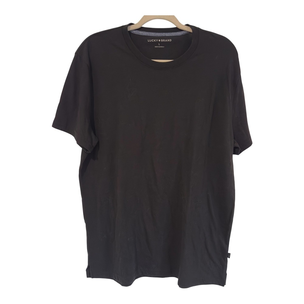 Lucky Brand Mens Black Short Sleeve Crew Neck T-Shirt Size L Lucky You Logo